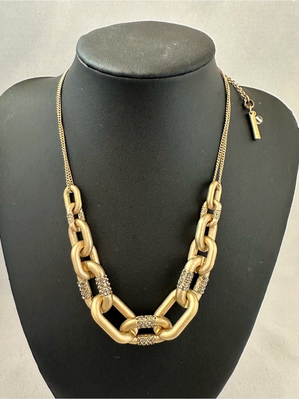 Kenneth Cole New York Gold Link Necklace with Rhinestone Accents